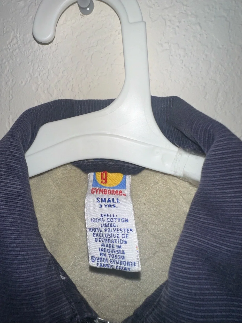 2001 Gymboree Kids Two-Tone Zip Front Jacket - Navy & Khaki Small Size 3